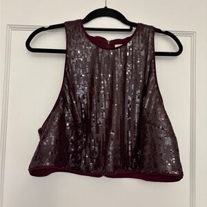 H&M Burgundy Sequin Crop Top
